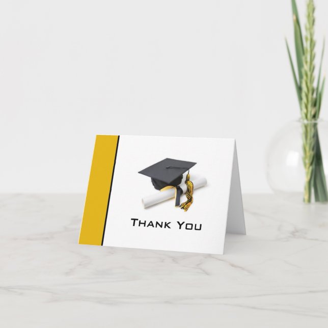 Black & Gold Graduation Thank You Note Card Dankeskarte (Vorderseite)