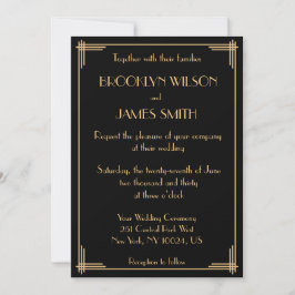 Black Gold Great Gatsby Art Deco Hochzeit Einladun Einladung
