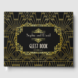 Black & Gold Great Gatsby Art Deco Hochzeit Gästebuch