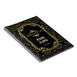 Black & Gold Great Gatsby Art Deco Hochzeitsplaner Notizblock