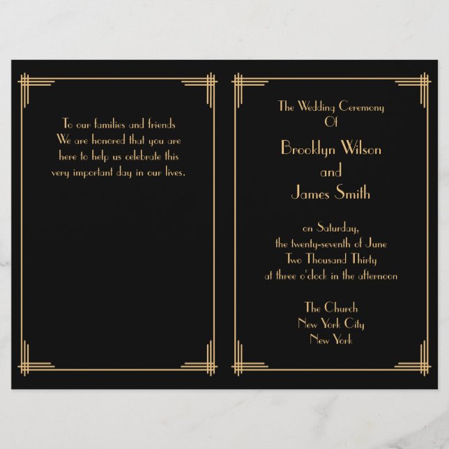 Black Gold Great Gatsby Art Déco Programmes de mar (Devant)
