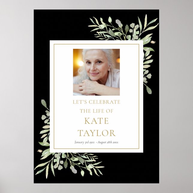 Black Gold Greenery Foto Feier des Lebenszeichen Poster (Vorne)