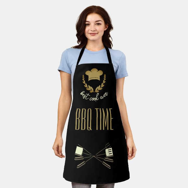 Black & Gold GRILLEN Time Best Cook Ever Schürze (Getragen)