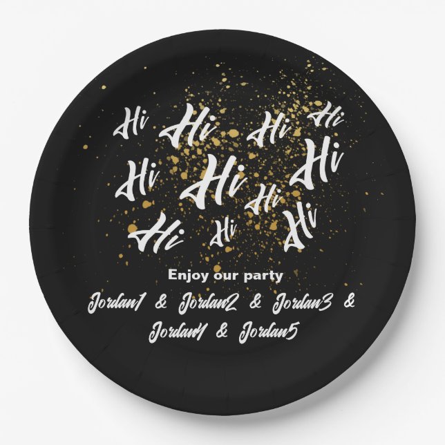 Black Gold Group Friends Joint Birthday Pappteller (Vorderseite)