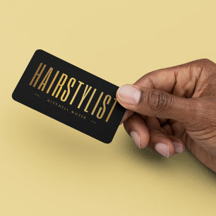 Black & Gold Hair Salon Friseursalon Minimalistisc Visitenkarte