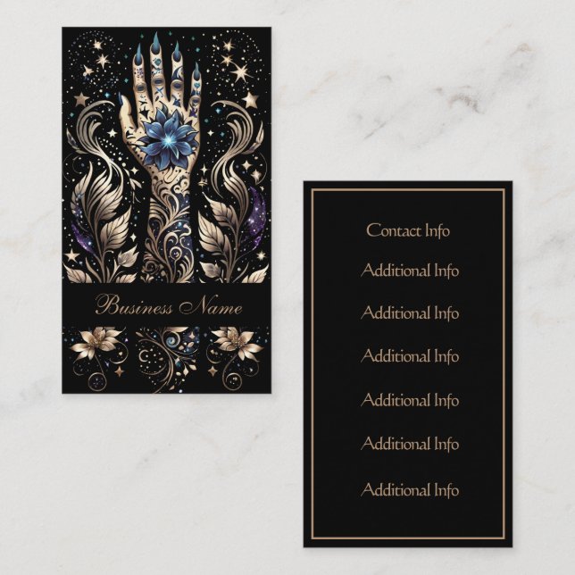 Black & Gold Hand Tattoo Visitenkarte (Vorne/Hinten)