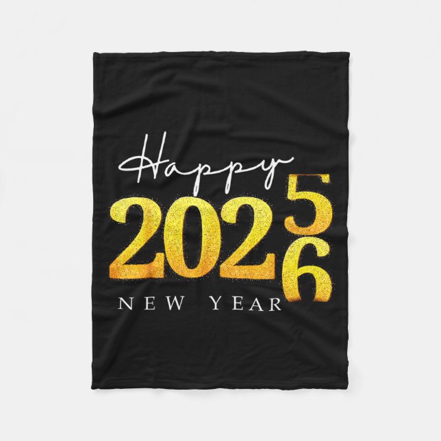 Black Gold Happy New Year 2026 New Years Eve Party Fleecedecke (Vorderseite)