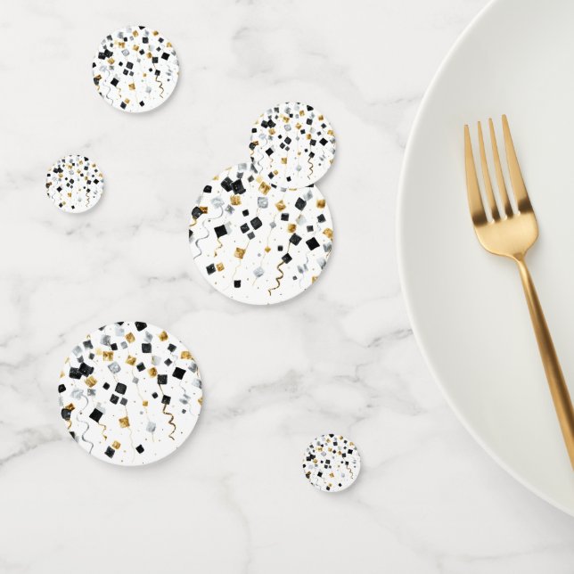 Black Gold Happy New Year Confetti Konfetti (Gruppe)