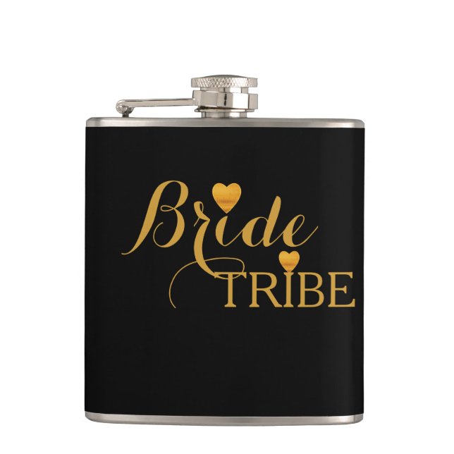 Black Gold Heart Bribe Tribe Flachmann (Vorderseite)