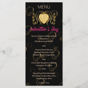 Black & Gold Heart Valentine's Day Menu