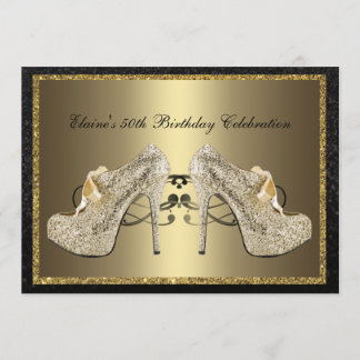 Black Gold High Heels 50. Geburtstag der Frau Einl Einladung