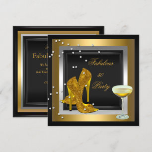 Black Gold High Heels Champagne Geburtstagsparty Einladung