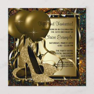 Black Gold High Heels Frauen Geburtstagsparty Einladung