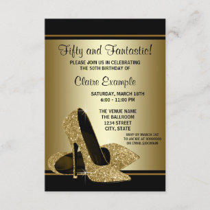 Black Gold High Heels Frauen Geburtstagsparty Einladung