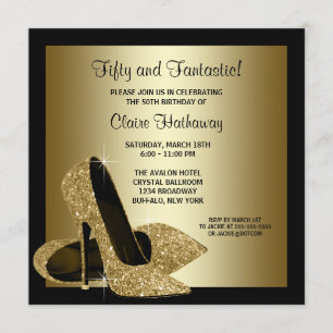 Black Gold High Heels Frauen Geburtstagsparty Einladung