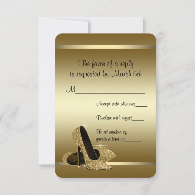 Black Gold High Heels UAWG RSVP Karte (Vorderseite)