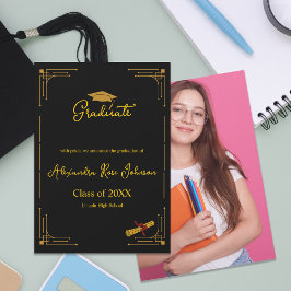 Black Gold High School Graduate Photo Announcement Einladung