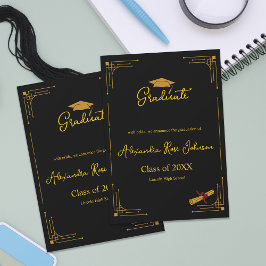 Black & Gold High School Graduation Announcement Einladung