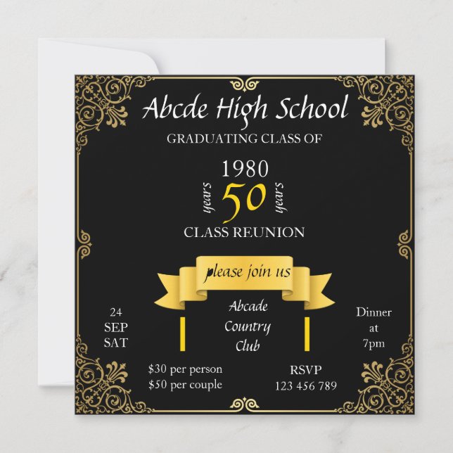 Black Gold High School Wiedersehen Einladung (Vorderseite)