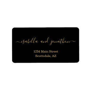Black & Gold Hochzeit Rücksendeadressen-Aufkleber Adressaufkleber