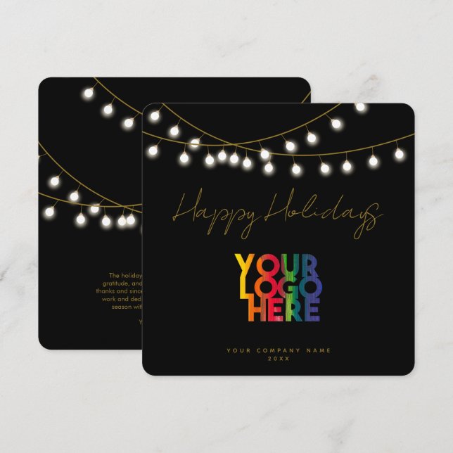 Black Gold Holiday Business Logo Weihnachtskarte (Vorne/Hinten)