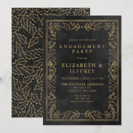 Black Gold Holly Weihnachtsparty Einladung