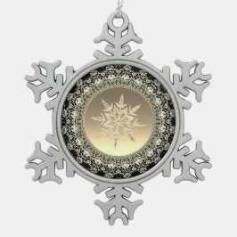 Black & Gold Ice  Schneeflocken Zinn-Ornament