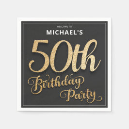 Black Gold Imitate Foil Custom Elegant 50. Geburts Serviette