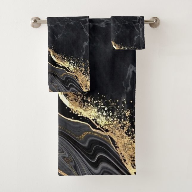 Black Gold Imitate Hübsches Elegantes Badhandtuch Set (Insitu)