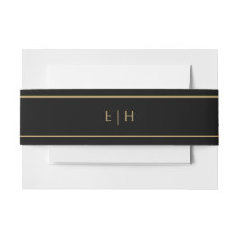 Black Gold Initials Wedding Einladungsbanderole