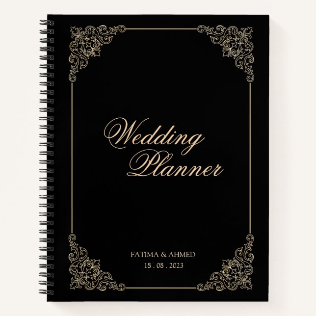Black Gold Islamischer Hochzeitsplaner Notizbuch (Vorderseite)