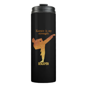 Black Gold Japanische Karate Silhouette Moderner N Thermosbecher