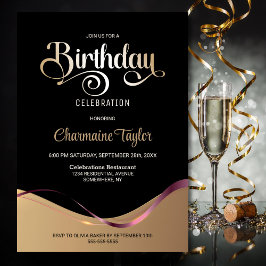 Black Gold jedes Alters Geburtstagsparty Einladung