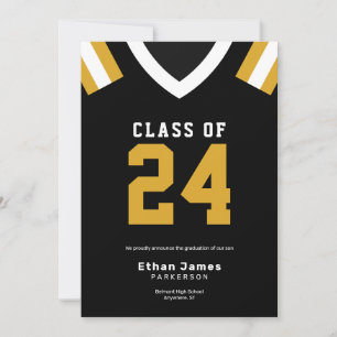 Black Gold Jersey Football Faire-part de graduatio