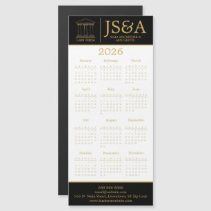 Black Gold Justice Columns Law Firm Logo 2026 Magnetkarte