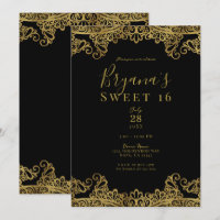 Black & Gold Lace Elegant Sweet 16 Party