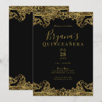 Black & Gold Lace Elegantes Quinceñera Party
