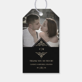 Black Gold Lace Romantic Couple Wedding Thanks Geschenkanhänger
