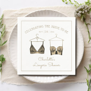Black Gold Lace Watercolor Lingerie Brautparty Serviette