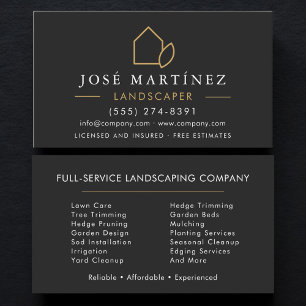 Black & Gold Landscaper-Rasenservice Visitenkarte