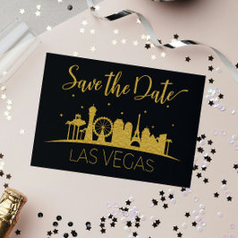 Black Gold Las Vegas Strip Hochzeit speichern das  Ankündigungspostkarte