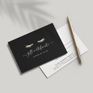 Black & Gold Lashes   Carte de certificat cadeau