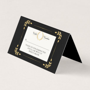 Black Gold Laurel Leaf Wreath Modern Platzkarte