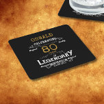 Black Gold Legendary Retro 80. Geburtstag Rechteckiger Pappuntersetzer<br><div class="desc">Ein personalisierter,  eleganter Untersetzer,  der sich leicht an den besonderen 80. Geburtstag anpassen lässt.</div>