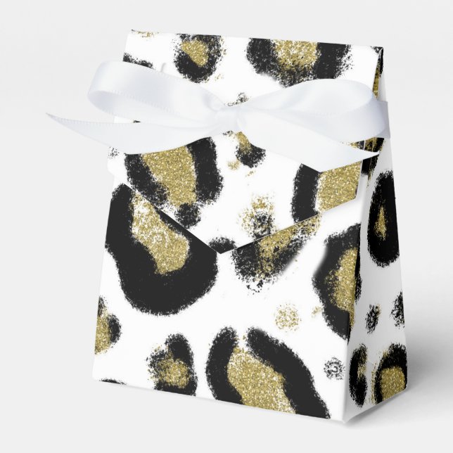Black & Gold Leopard Cheetah Print Birthday Party Geschenkschachtel (Vorderseite)