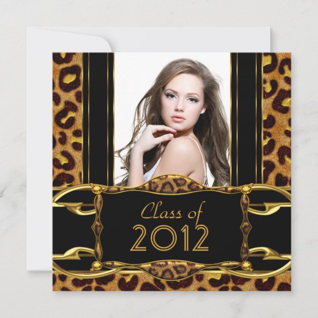 Black Gold Leopard Girl Einladung (Vorderseite)