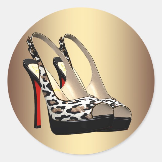 Black Gold Leopard High Heel Sticker (Vorderseite)