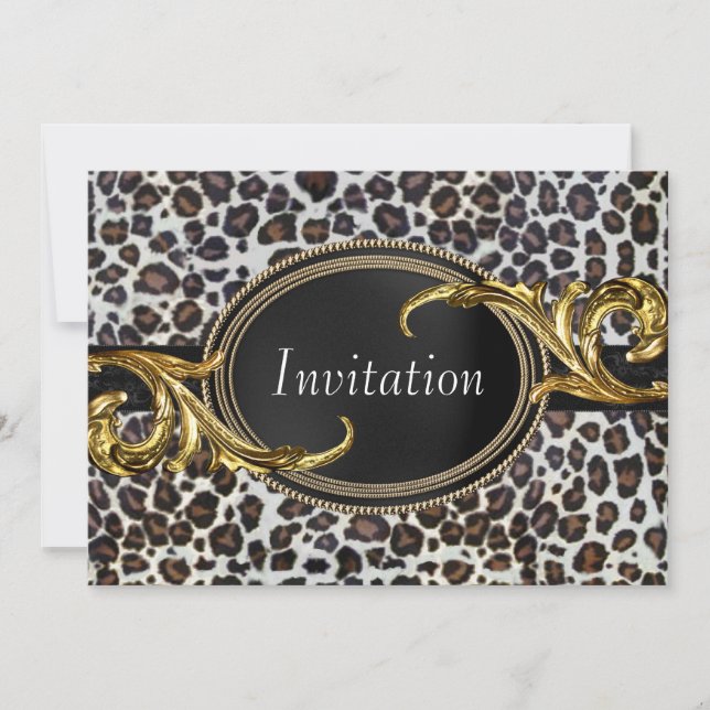 Black Gold Leopard Jeder Anlass Party Einladung (Vorderseite)