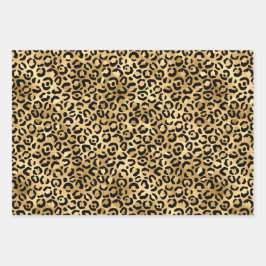 Black Gold Leopard Print Cheetah Animal Print Tren Geschenkpapier Set