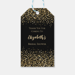 Black Gold Leopard Print Glitzer Brautparty Geschenkanhänger
